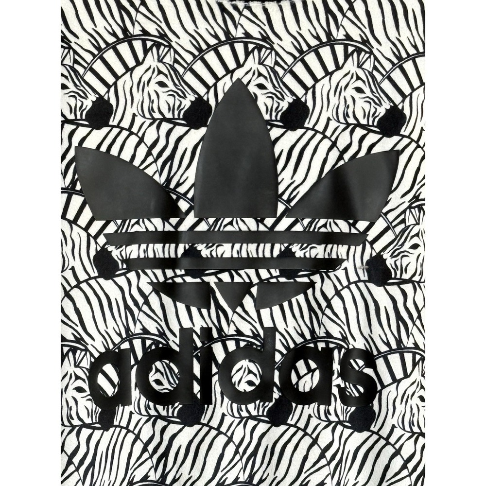 adidas Youth/Girls Size‎ S 9-10Y Zebra Sweater Black, White Velvet Trefoil Logo - Picture 4 of 8